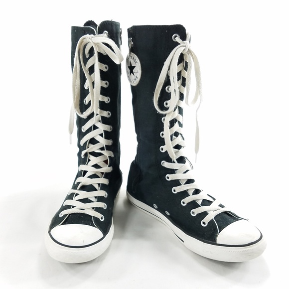 black lace up converse